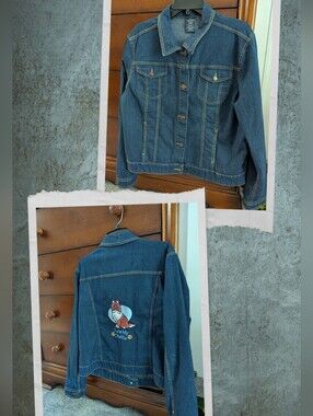 Dark Blue Denim Jacket with Embroidered  Sheltie Dog